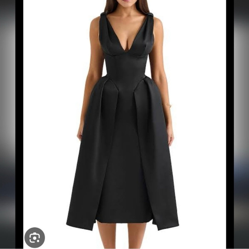 House of CB Paloma Satin Black Dress